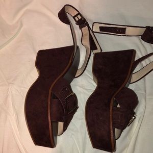 Zara Burgundy Platform Sandals